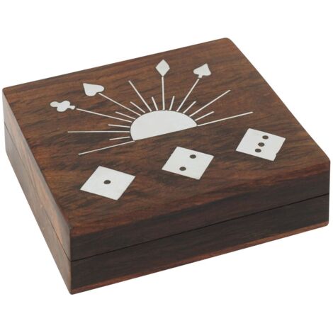 Boîte en bois pour jeux de cartes et de dés - Style classique