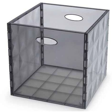 Boîte en cristal transparent/gris H 30x31x31cm