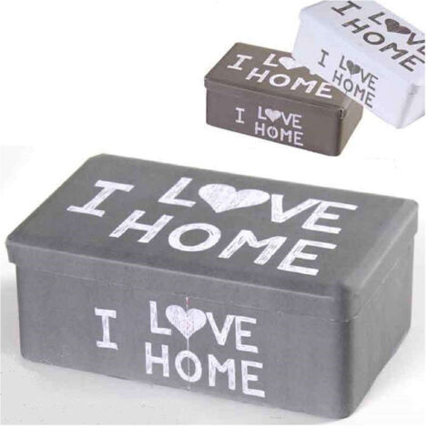 Boîte En Fer Blanc Multi-usages 18x11x7cm I Love Home Couleurs Assorties 710483