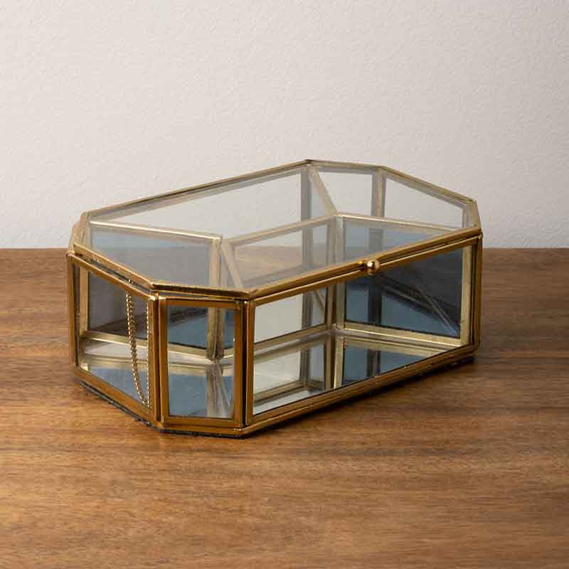 Boîte en verre bleuté 20x13x7cm