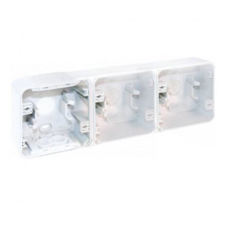 Boite étanche 3 poste horizontale en saillie - IP55 - OXXO Couleur Blanc