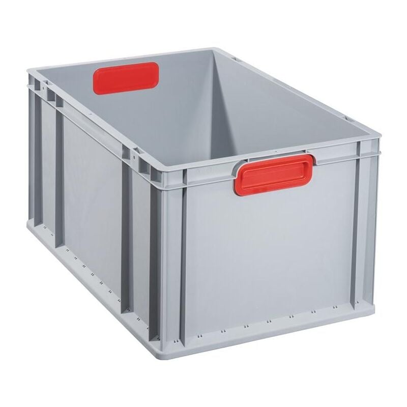 Allit - Conteneur de transport gerbables L600xl400xH320 mm gris pp poignée fermée rouge parois latérales fermées