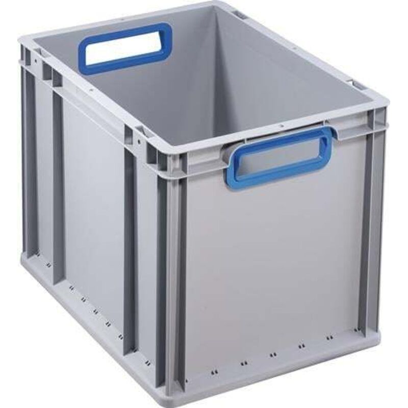 Allit - Conteneur de transport gerbables L400xl300xH320 mm gris pp poignée ouverte bleu parois latérales fermées