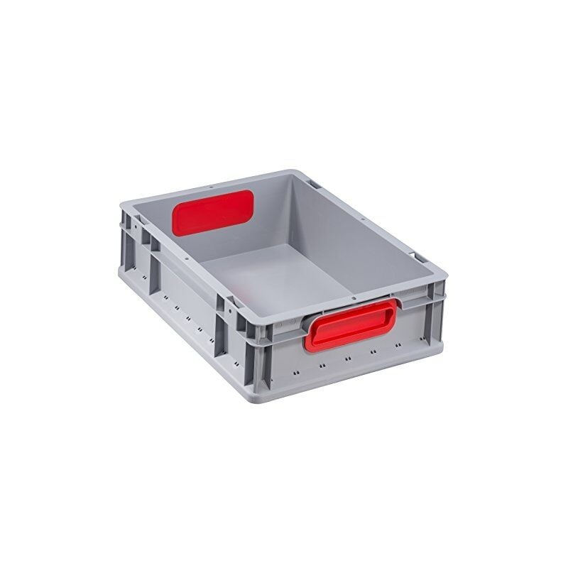 Allit 456700 412 Bac Euro Poignées Fermée, 400 X 300 X 120 Mm, Gris/rouge