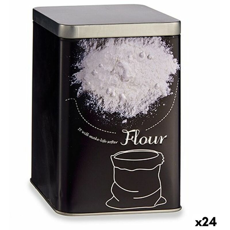 Boîte à farine en métal noir 1 l (24 pièces)