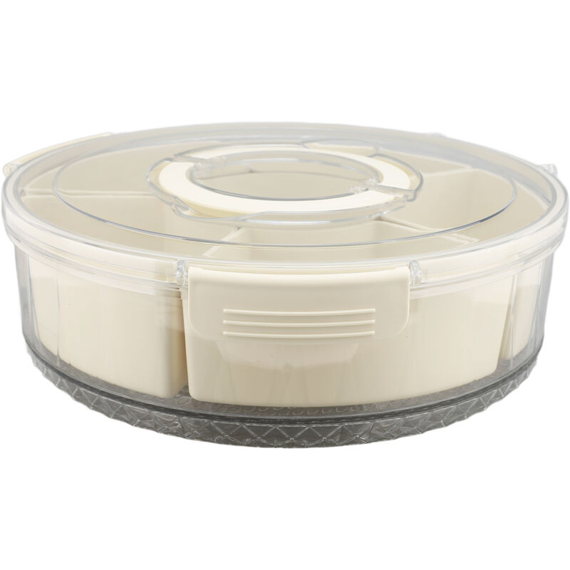 Boîte hermétique à 6 compartiments pour épices, plateau transparent pour fruits secs et collations, boîte de rangement rotative pour fruits et noix