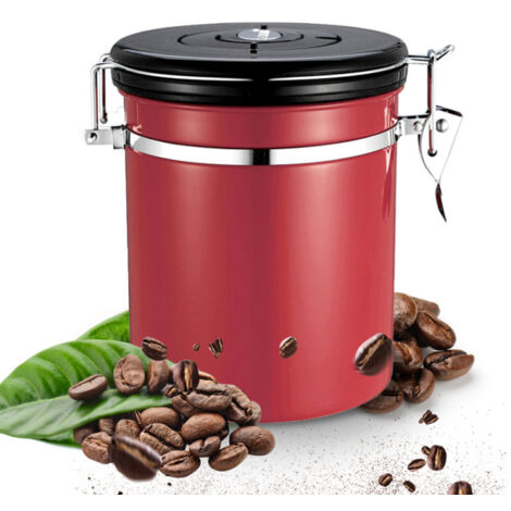 Boîte hermétique en acier inoxydable pour grains de café, 1,5 L, avec valve de ventilation, idéale pour le café, le thé, le sucre et la farine.