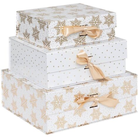BOITE KDO FLOCON ETOILES OR X3 - Feeric lights & christmas