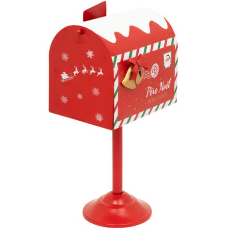 ATMOSPHERA Boîte aux lettres Père Noël en métal Rouge imprimé H 32 cm - Feeric Christmas