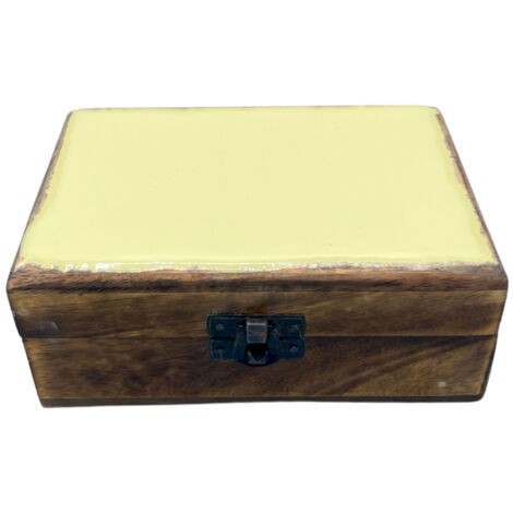 Boîte moyenne en bois émaillé en céramique - 15x10x6cm - Béton- Vendu par 1