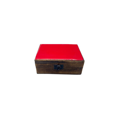 Boîte Moyenne en Bois Verni en Céramique - 15x10x6cm - Rouge- Vendu par 1