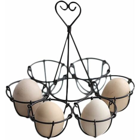 Boite Oeuf Panier d'Oeuf Vintage Porte-Oeufs Fil Métal Plateau pour 6 Oeufs Pâques Décoration Cuisine (noir antique mat)