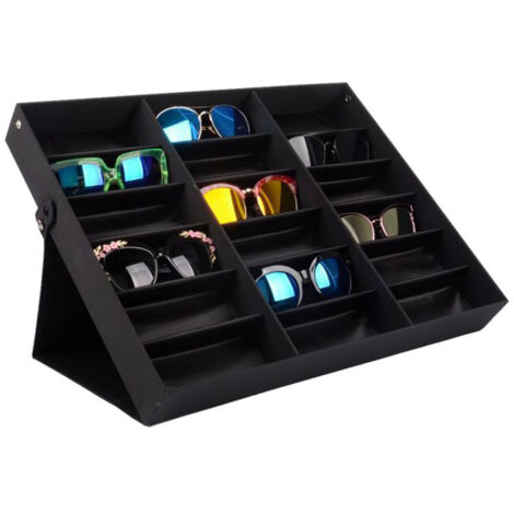 Boîte Organisatrice pour Lunettes et Montres en Cuir PU avec 18 Emplacements et Couverture