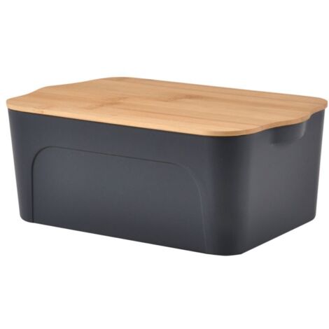 Boite plastique avec couvercle en bambou