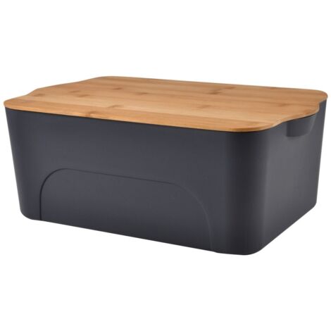 Boite plastique avec couvercle en bambou grand format