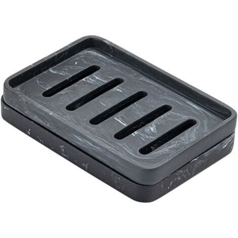 Boîte Porte Double Couche à Drainage Support et Réutilisable pour Salle de Bain Cuisine Style Marbre Imitation Résine Rangement Pratique pour Solide