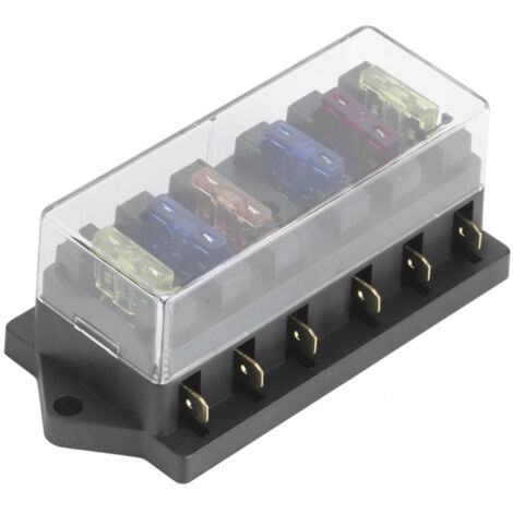 Boîte porte-fusibles à lames 6 voies 12-36 V, 6 entrées, 6 sorties, avec 6 fusibles. Accessoire universel pour voiture et camion.