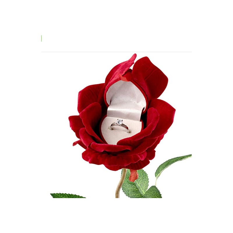 Ensoleille - Boite pour bague en forme de rose romantique, Boite Rose pour Bague Alliance Ecrin Mariage Fleur Romantique Rouge Pour noces Saint