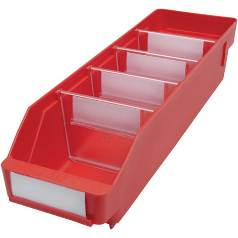 Boîte pour étagère L400xl120xH95mm rouge PP (Par 30)