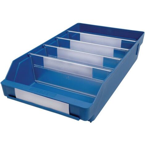 Boîte pour étagère L400xl240xH95mm bleue PP (Par 15)