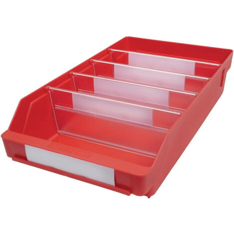 Boîte pour étagère L400xl240xH95mm rouge PP (Par 15)