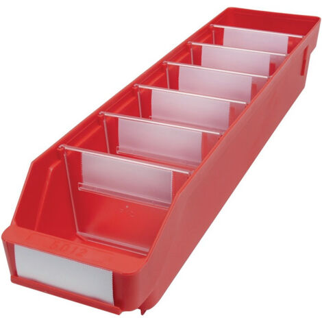 Boîte pour étagère L500xl120xH95mm rouge PP (Par 30)