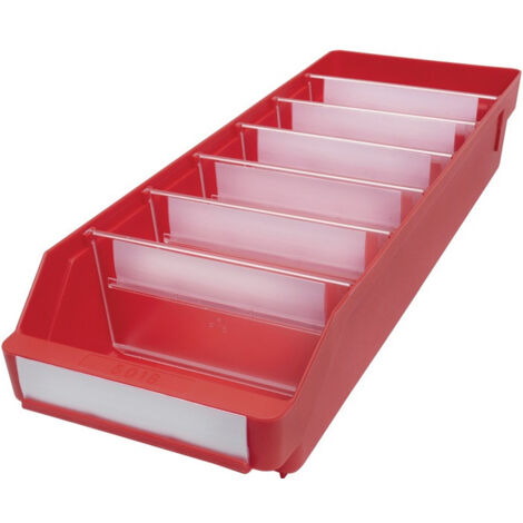 Boîte pour étagère L500xl180xH95mm rouge PP (Par 20)