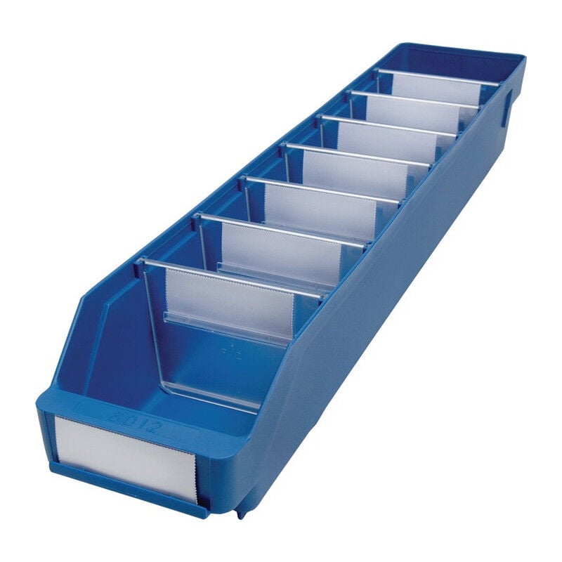 FP - Boîte pour étagère L600xl120xH95mm bleue pp (Par 30)