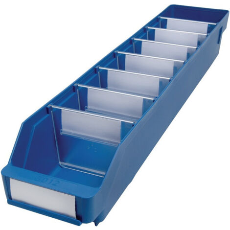 Boîte pour étagère L600xl120xH95mm bleue PP (Par 30)
