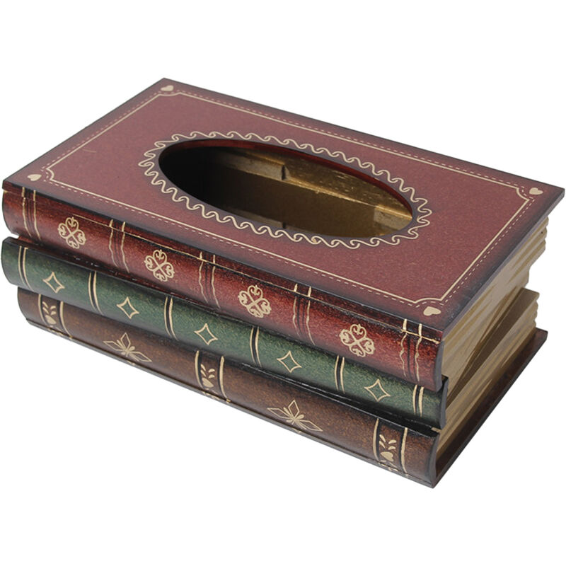 Lifcausal - Boîte pour Mouchoirs, Classique Vintage en bois antique livre boîte de serviette en papier,Décoration de la maison,Convient pour salle de