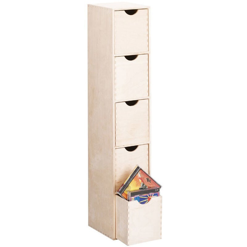 Boîte pour petits objets, 5 tiroirs, en bois, mini étagère pour découpage - 86x21x18 cm Zeller