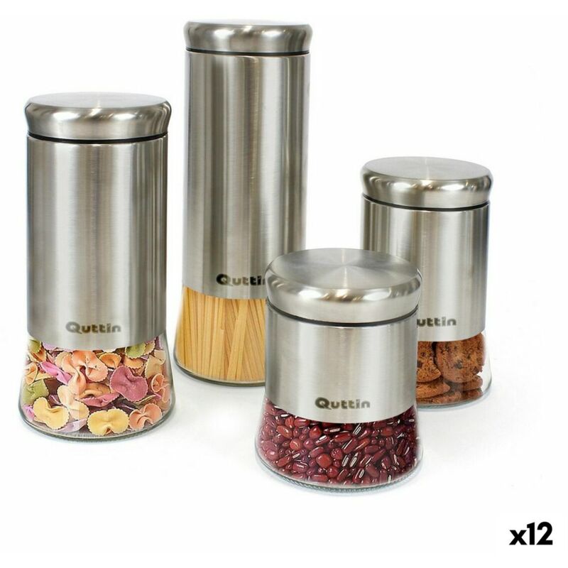 Bocal quttin verre acier 11,5 x 11,5 x 23,5 cm (12 pièces) (1700 ml)