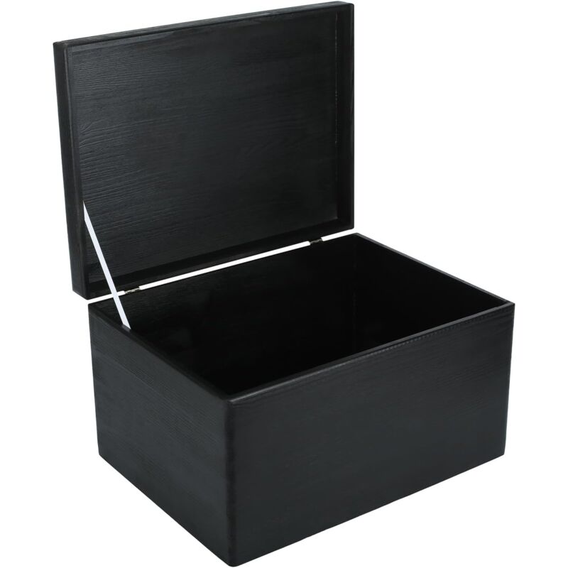 Creative Deco - Boîte de Rangement en Bois avec Couvercle Noir 40 x 30 x 24 cm