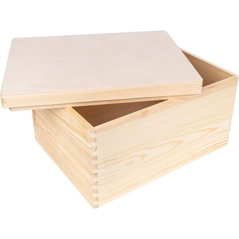 Creative Deco - Boîte de Rangement en Bois Coffre avec Couvercle 40 x 30 x 22 cm
