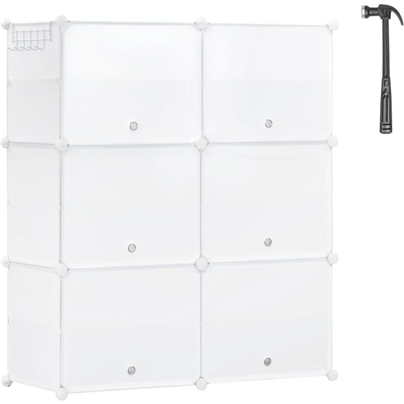 Woltu - Boîte Rangement Chaussures pour 24 Paires, Meuble Chaussure à 6 Compartiments, avec Portes, 45x35x35cm, Blanc