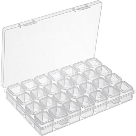boite rangement diamond painting，boite rangement vis，petite boite，boite a bijoux transparente，28 compartiments, pour petites pièces, ongles, perles, bijoux