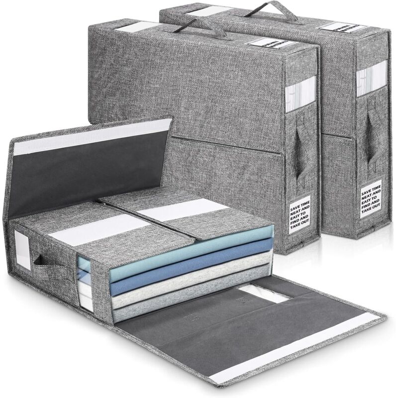Boite Rangement Drap de Lit, 3 Pièces Sac de Rangement Vetement, Organisateur de Drap Pliable, Dans les Armoires Pouvant être Rangée Sous Lit,