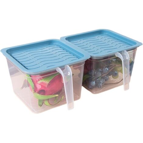 Boîte Rangement Frigo Grande Capacité - Conservation Aliments Hermétique, Poignée Couvercle, Plastique Durable (Bleu, S)
