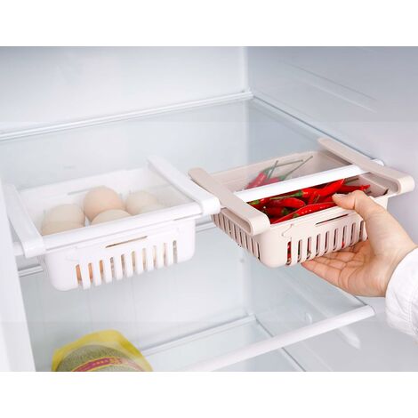 Boite de Rangement frigo / Rangement Cuisine & frigo rétractable en 3  Couleurs (Bleu, Blanc, Rose),Superma