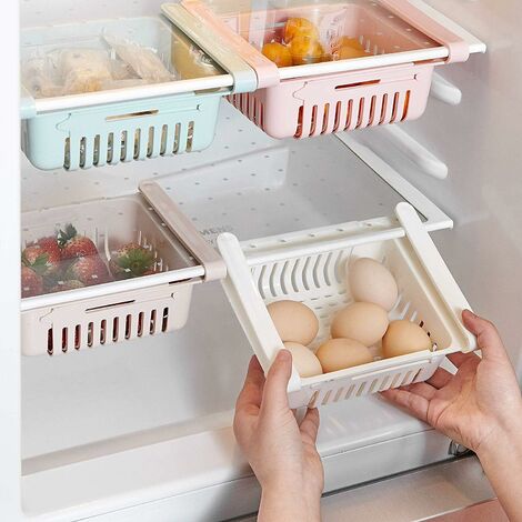 Ulisem Rangement placard, frigo taille L, organisateur frigo transparent,  PET adapté au contact alimentaire, 21x11x37 cm, Transparent
