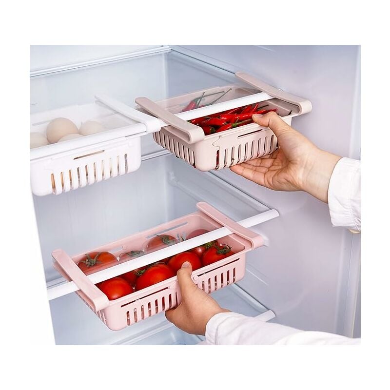 Boite Rangement Frigo Réfrigérateur Escamotable Avec Tiroir Organisateur Boîte de Rangement Pour Réfrigérateur Garder le Réfrigérateur (3 Pack)