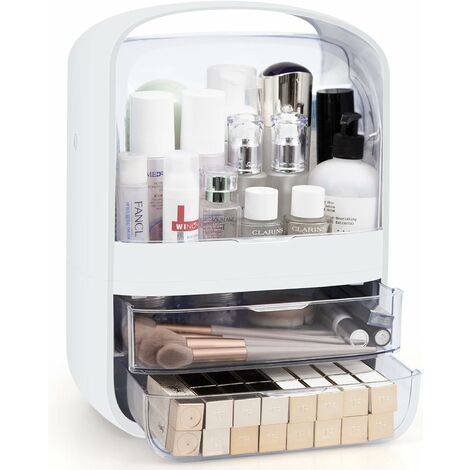Boite Rangement Maquillage Organisateur Tiroir: Boîte Transparent Salle de Bain pour Produit de Beauté Palette Range Cosmetique - Organiser Acrylique Makeup pour Rouge a Levre Skincare Parfum Blanc