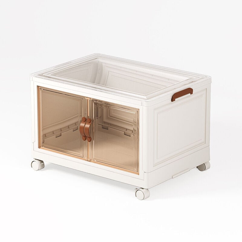 Boite Rangement Plastique Pliable avec Roulettes Porte magnétique pour Chambre à Coucher