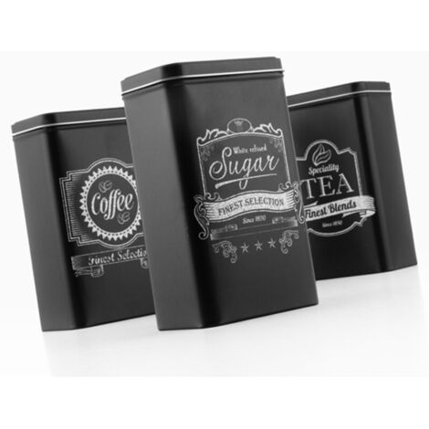 Boîte rectangulaire COFFEE TEA & SUGAR en métal