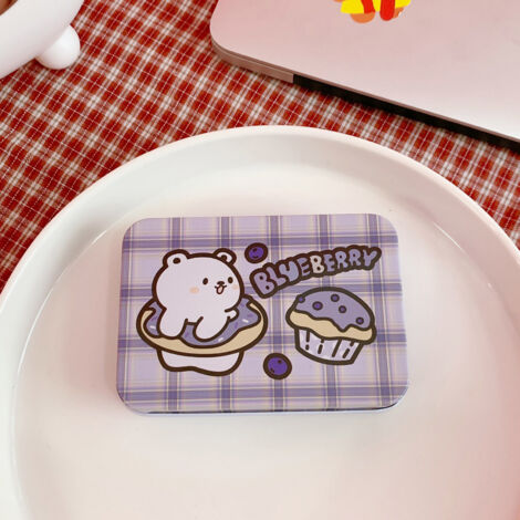Boîte rectangulaire en métal pour bijoux, accessoires et bonbons - Motif ourson gâteau aux myrtilles