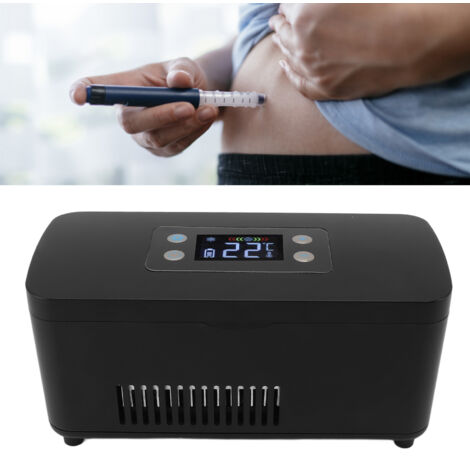 Boîte réfrigérante portative pour insuline USB 100-240V aluminium ABS modèle 18650 noir voyage médicaments