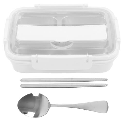 Boîte-repas 4 compartiments en acier inoxydable 304, récipient portable pour école et bureau, blanc