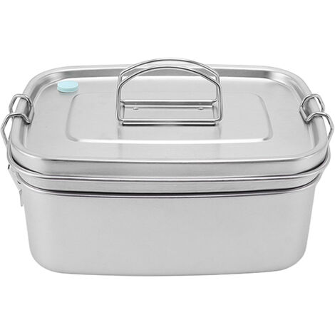Boîte-repas Bento en Acier Inoxydable Double Couche 1.5L Portable pour Étudiants, Bureau, Pique-nique et Camping