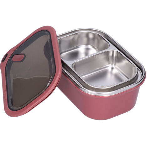 Boîte-repas Bento Inox 1,2L Double Couche Anti-Fuites pour École Pique-nique Voyage (Rouge)