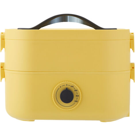 Boîte-repas chauffante électrique 1.2L ABS portable avec compartiments, pour bureau, voiture, camion, école, maison - Jaune